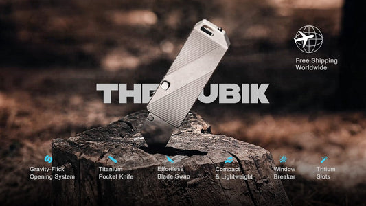 The Cubik - Titanium EDC Pocket Knife, Button-Flick Open