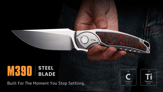 GraphiX: Ti & Carbon Folding Knife — M390/D2 Blade
