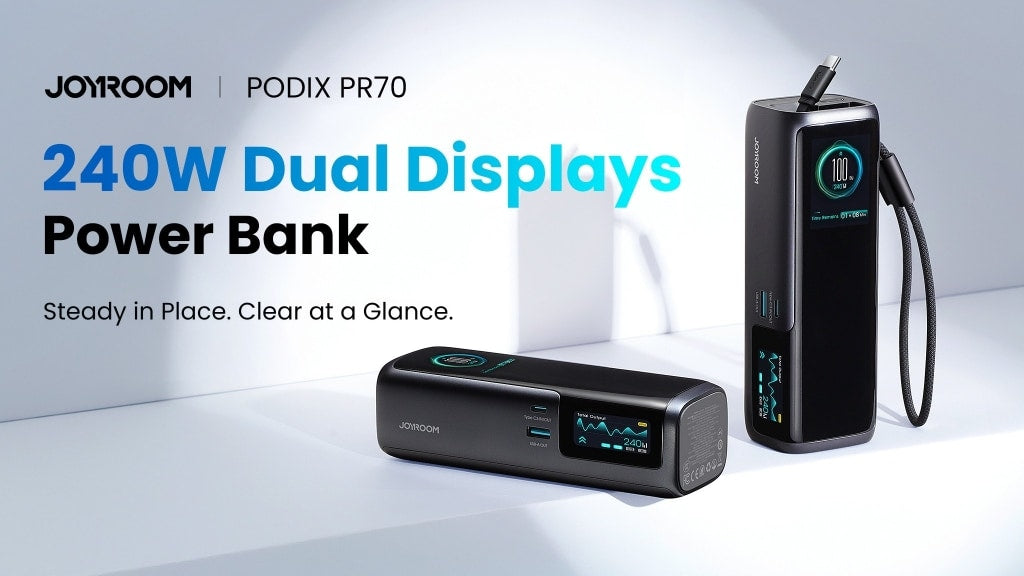JOYROOM PODIX PR70: 240W Power Bank with Dual TFT Displays