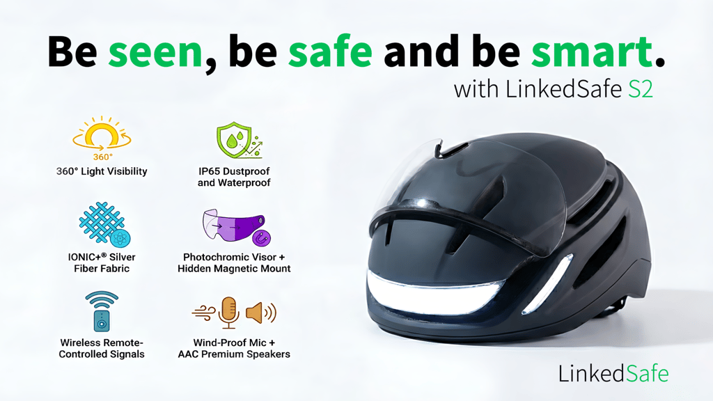 LinkedSafe S2 - The Smart Helmet with 360° Safety Built In.