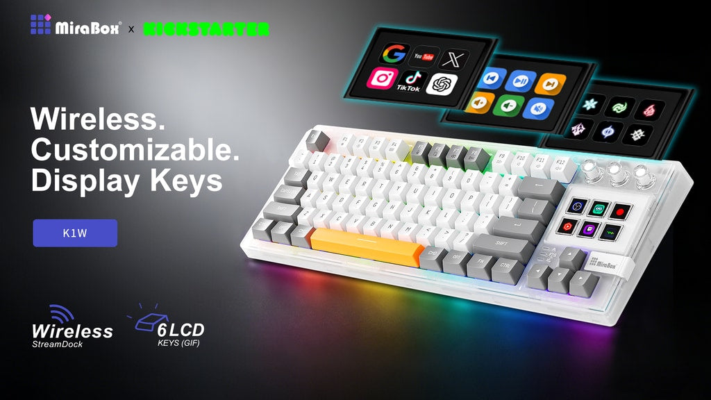 MiraBox K1W - Wireless Mechanical Keyboard with display keys