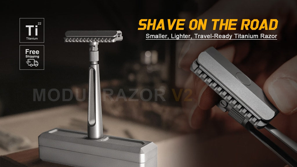 ModuRazor V2 | Smaller, Lighter, Travel-Ready Titanium Razor – BackerPlus