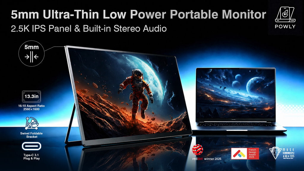 POWLY: The 5mm Ultra-Thin 2.5K Low-Power Portable Display