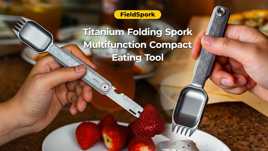 Titanium Folding Spork Multifunction Compact Eating Tool
