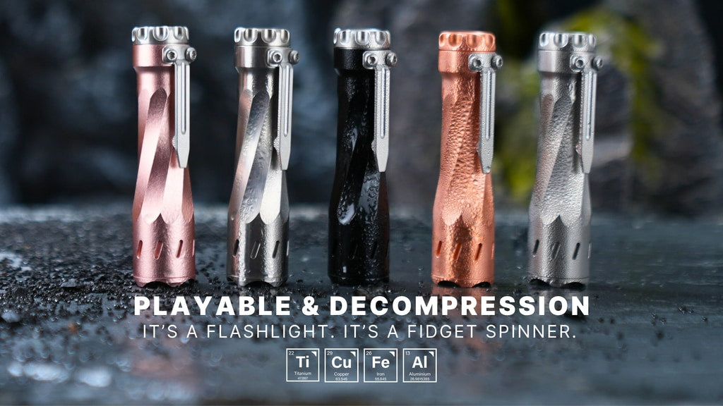 Titanium WRGB EDC Flashlight With Fidget Spinner | ZorKryth – BackerPlus